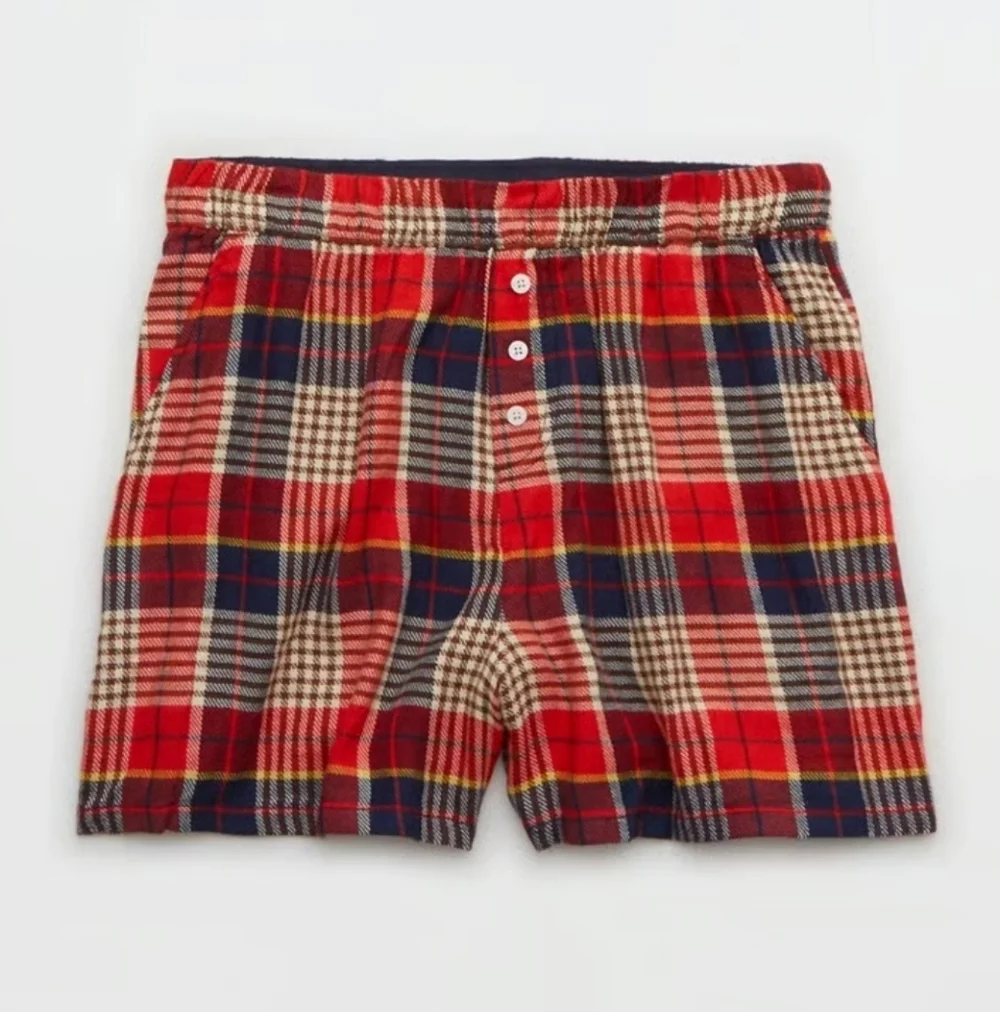 Aerie Plaid Red and Blue Women's Shorts S